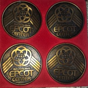 Disney Epcot brass coasters